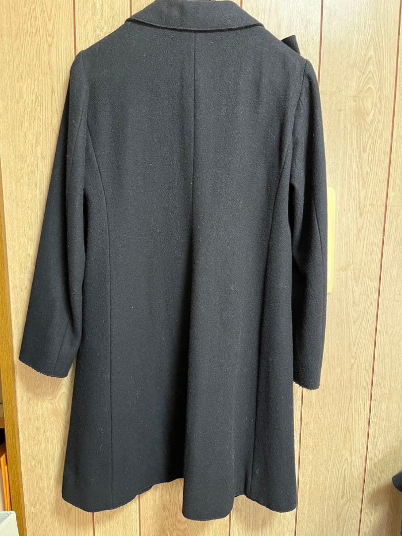 MOSCHINO ブラック ロングコート フリル