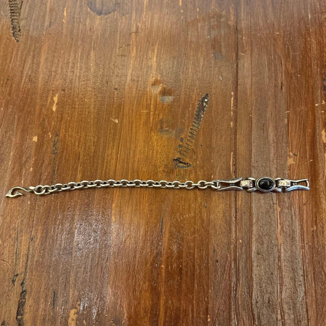 シルバー 925ブレスレット 黒いストーン付き