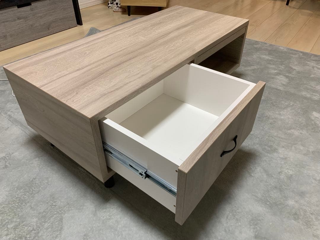ライトウッド ローテーブル　センターテーブル 引き出し付き