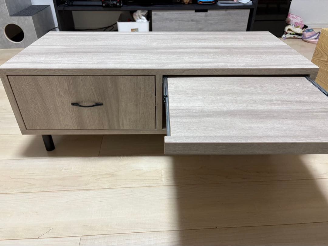 ライトウッド ローテーブル　センターテーブル 引き出し付き