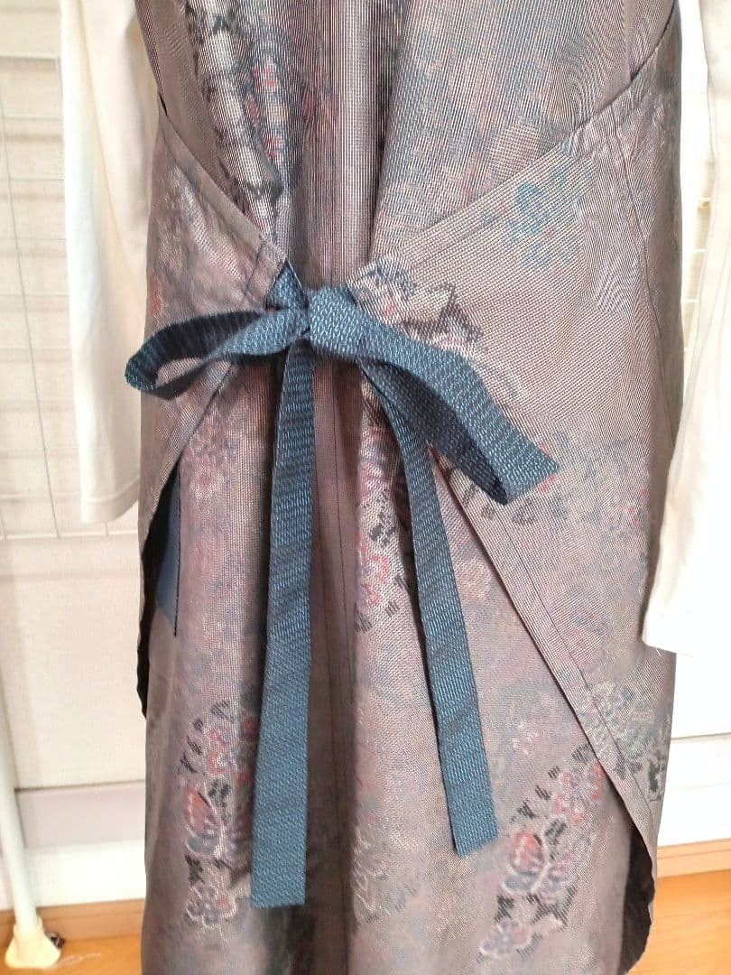 エプロンワンピース　大島紬　９マルキ　2wayタイプ