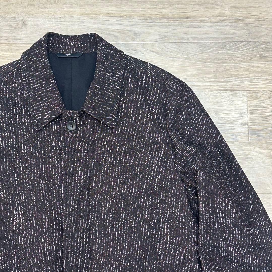 HEVO ウール混合素材 ステンカラーコート ダークカラー