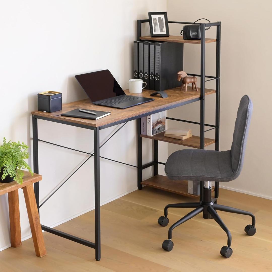 山善(YAMAZEN) デスク ラック付きデスク (棚は左右付け替え可)