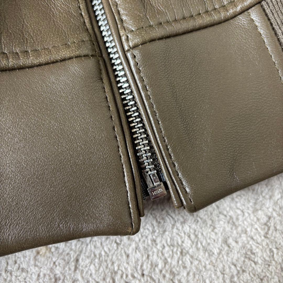 極美品 ヒューゴボス 現行タグ レザージャケット 羊革 3XLサイズ ブラウン