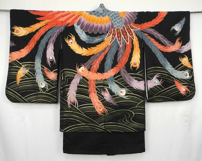 七五三に ◇花わらべ 黒色系◇5歳男の子着物・羽織・袴セット6034【中古】