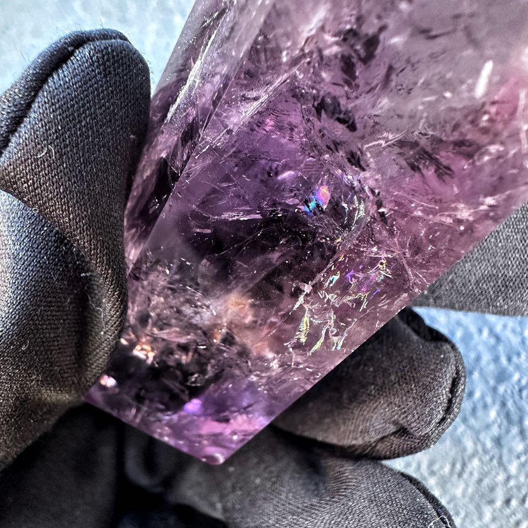 高品質❗️レインボー☆アメジスト 六角柱 パワーストーン天然石 原石A1198