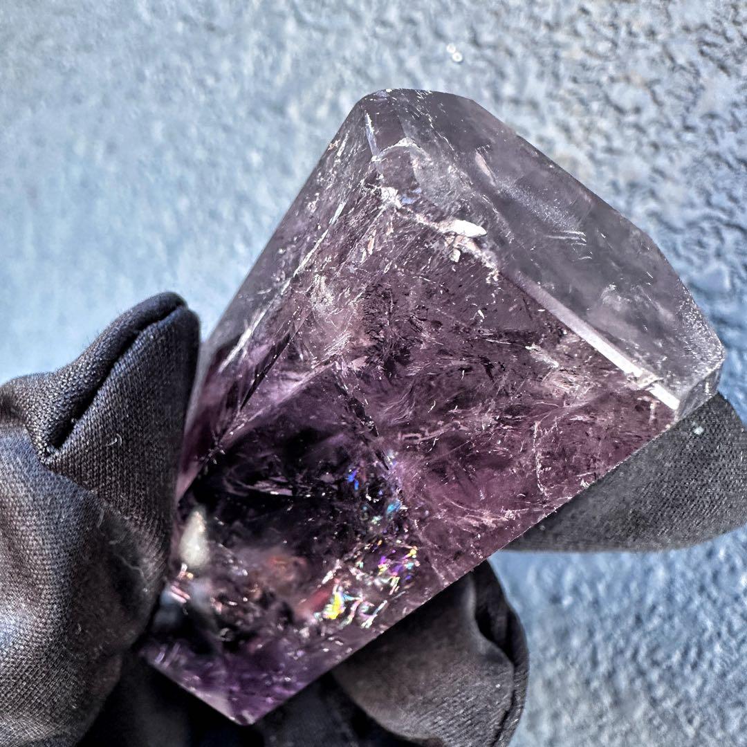 高品質❗️レインボー☆アメジスト 六角柱 パワーストーン天然石 原石A1198