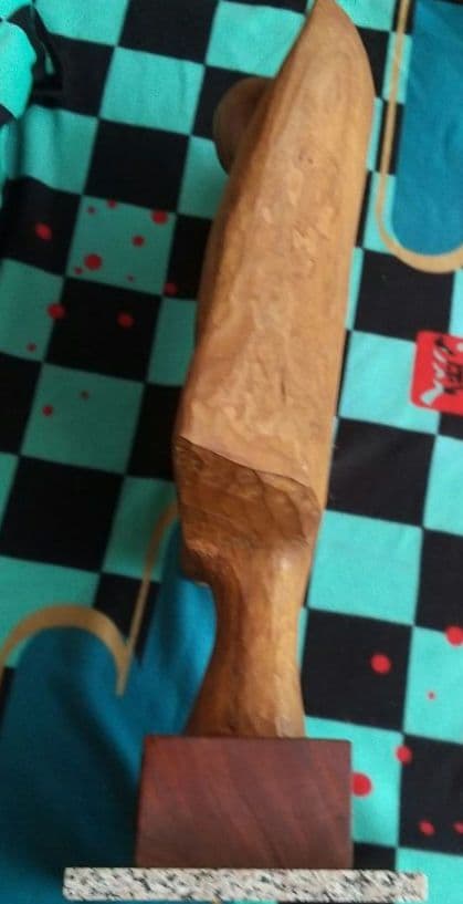 l*e様 木彫 本欅 題名 北の風 作者 島野重人 83cm 15キロ約40年前