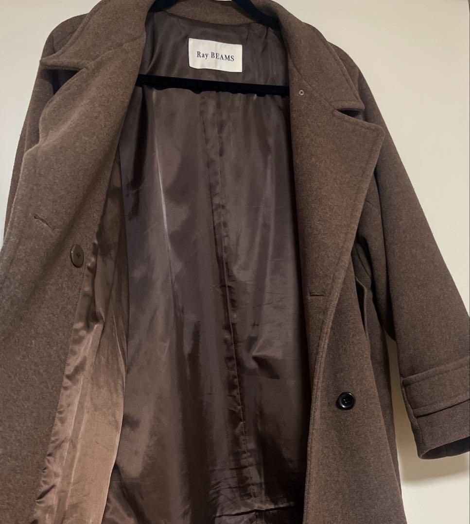 レイビームス　ブラウン ダブルボタン ロングコート