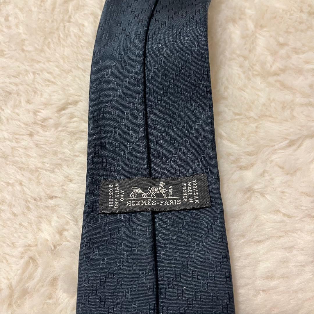極美品！ エルメス ネクタイ H柄 ファソネ ナロータイ ブラック