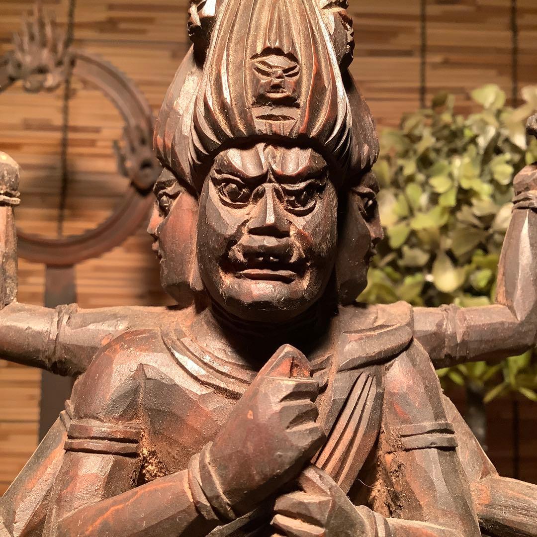 明治期・五大尊一神「金剛夜叉明王」密教守護神・邪気祓い・寺院祀仏・木彫