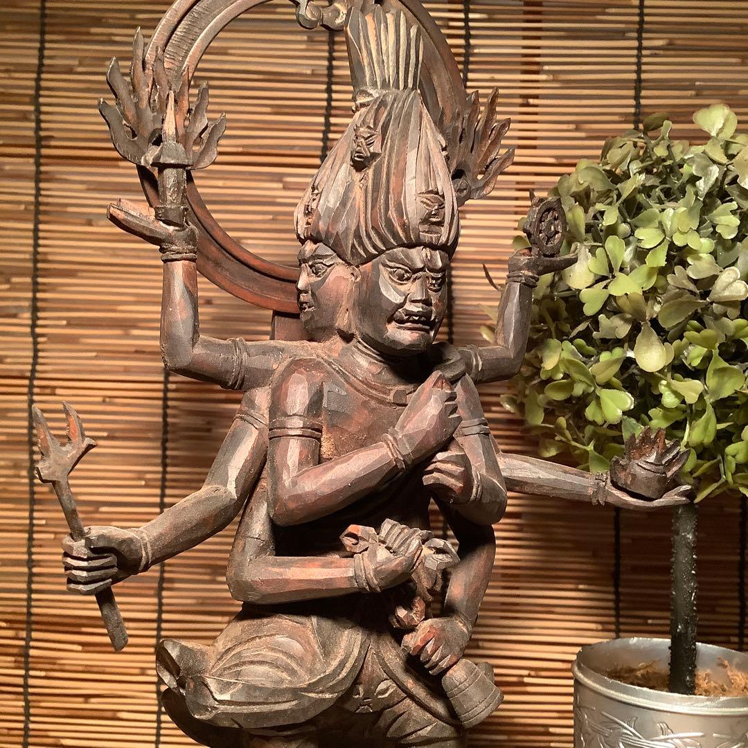 明治期・五大尊一神「金剛夜叉明王」密教守護神・邪気祓い・寺院祀仏・木彫