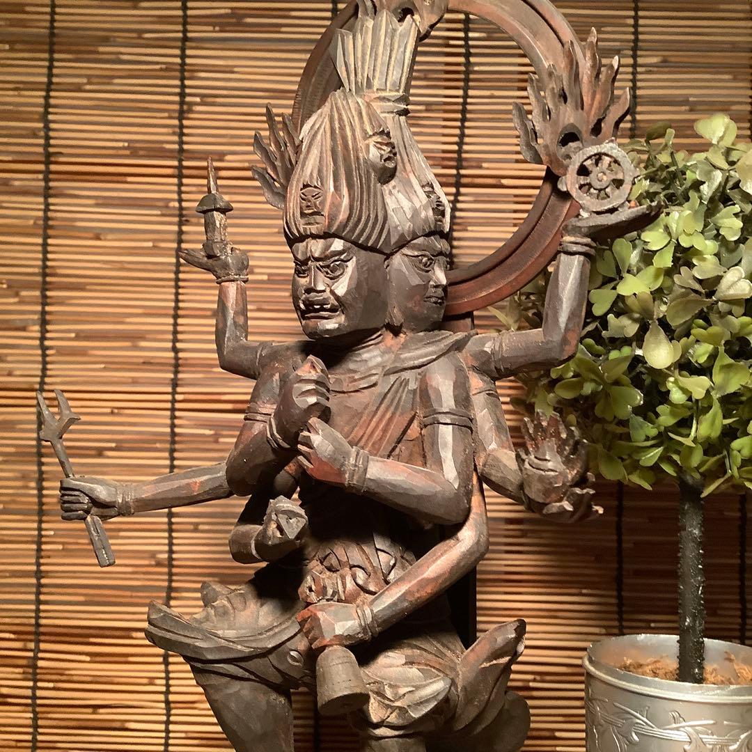 明治期・五大尊一神「金剛夜叉明王」密教守護神・邪気祓い・寺院祀仏・木彫