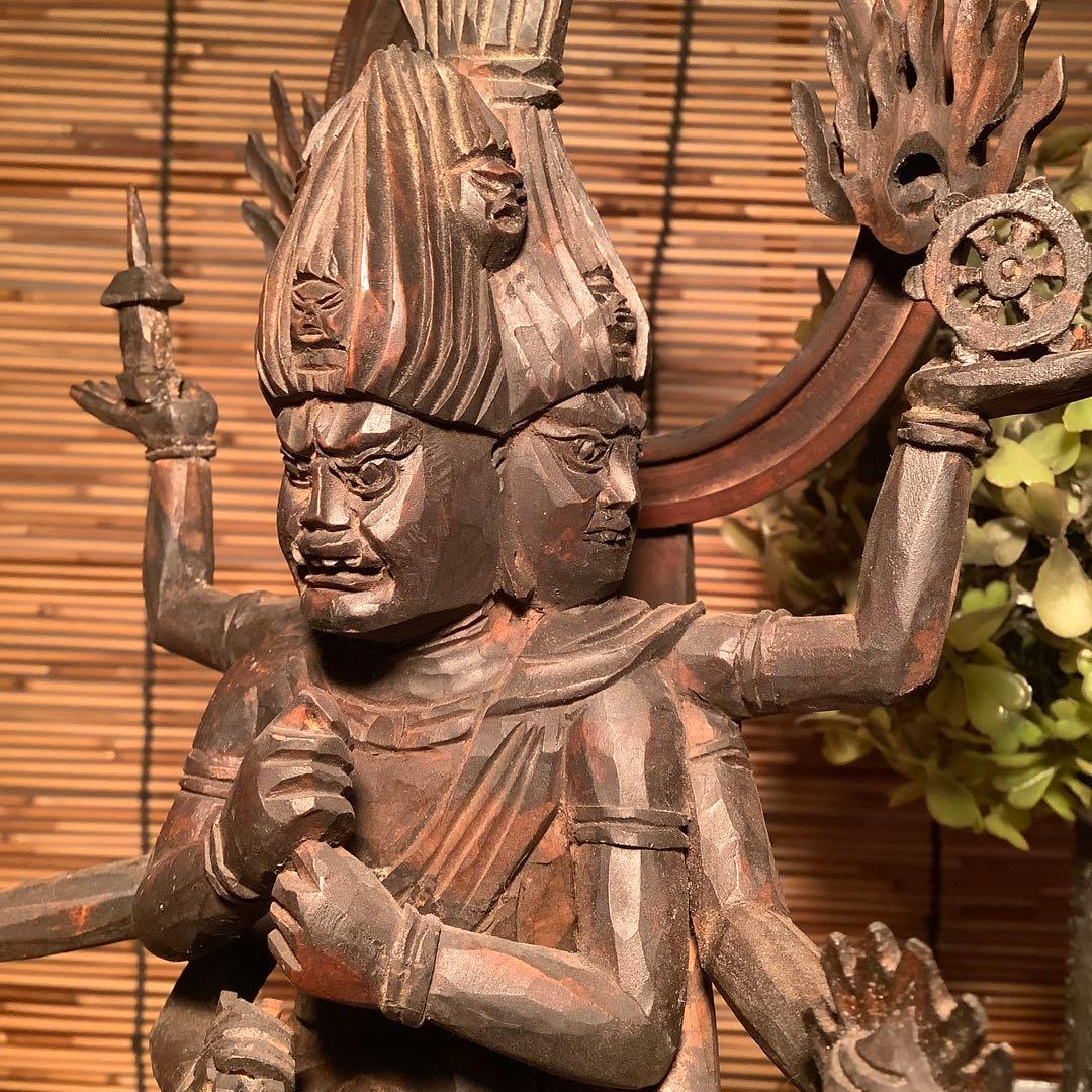 明治期・五大尊一神「金剛夜叉明王」密教守護神・邪気祓い・寺院祀仏・木彫