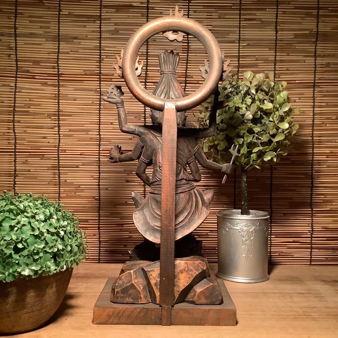 明治期・五大尊一神「金剛夜叉明王」密教守護神・邪気祓い・寺院祀仏・木彫