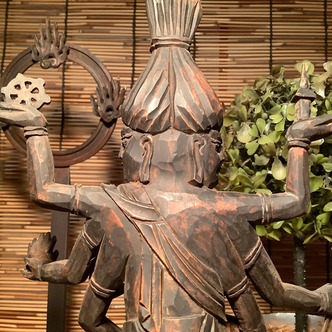 明治期・五大尊一神「金剛夜叉明王」密教守護神・邪気祓い・寺院祀仏・木彫