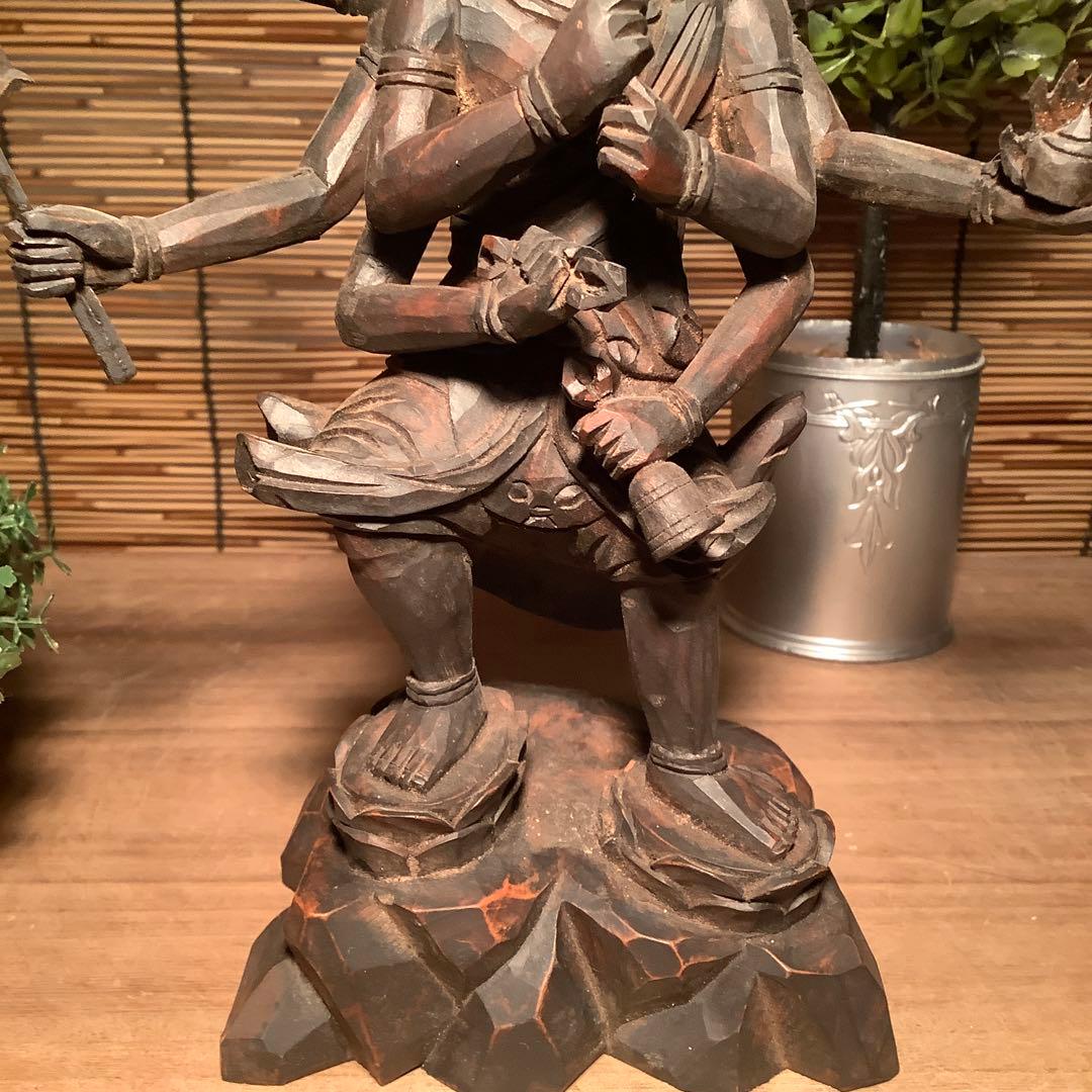 明治期・五大尊一神「金剛夜叉明王」密教守護神・邪気祓い・寺院祀仏・木彫