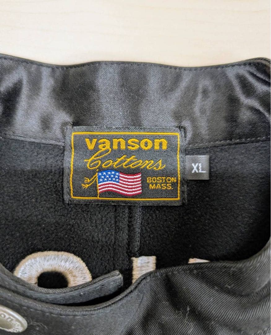 VANSON ブラック シングルライダースジャケット