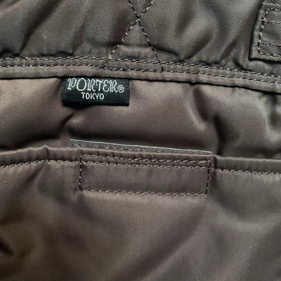 PORTER クリーム　ブラック ブラウン　トートバッグ　ナイロン