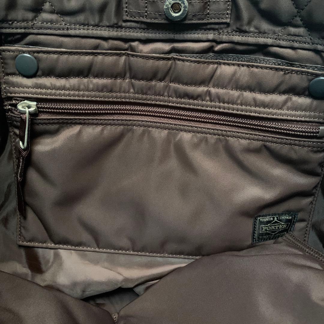 PORTER クリーム　ブラック ブラウン　トートバッグ　ナイロン