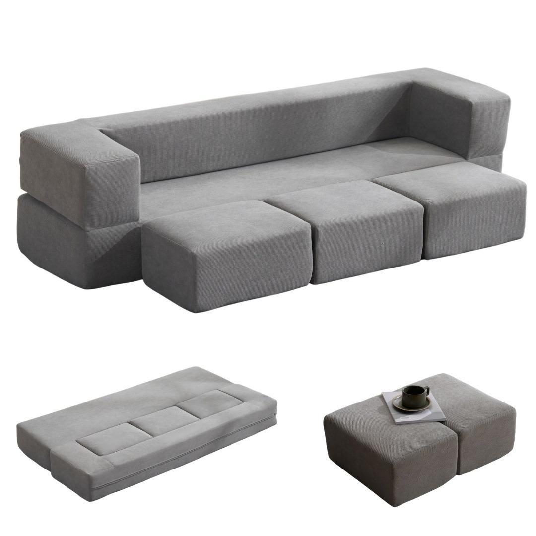 多機能 ソファベッド 組立て不要 5人掛け 5P フロアソファ コンパクト 圧縮