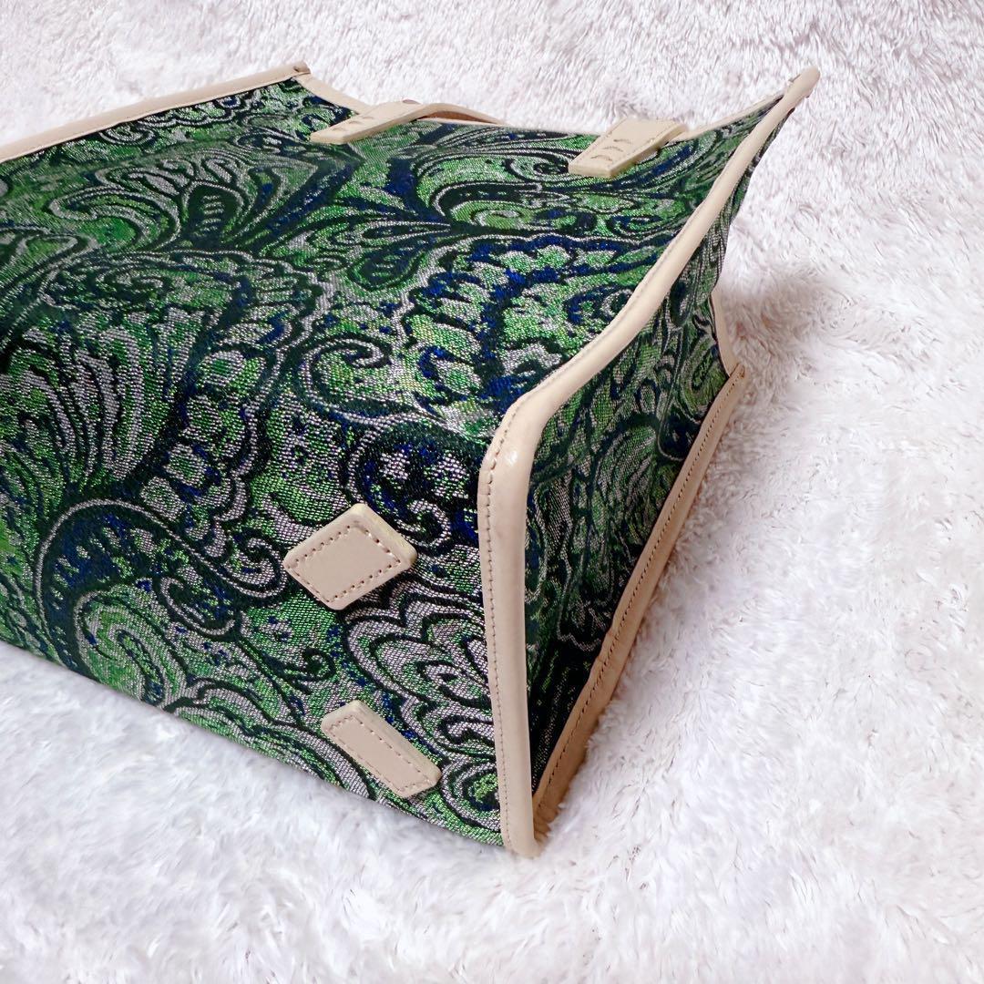 A VACATION タンク ジャガード ペイズリー グリーン トートバッグ