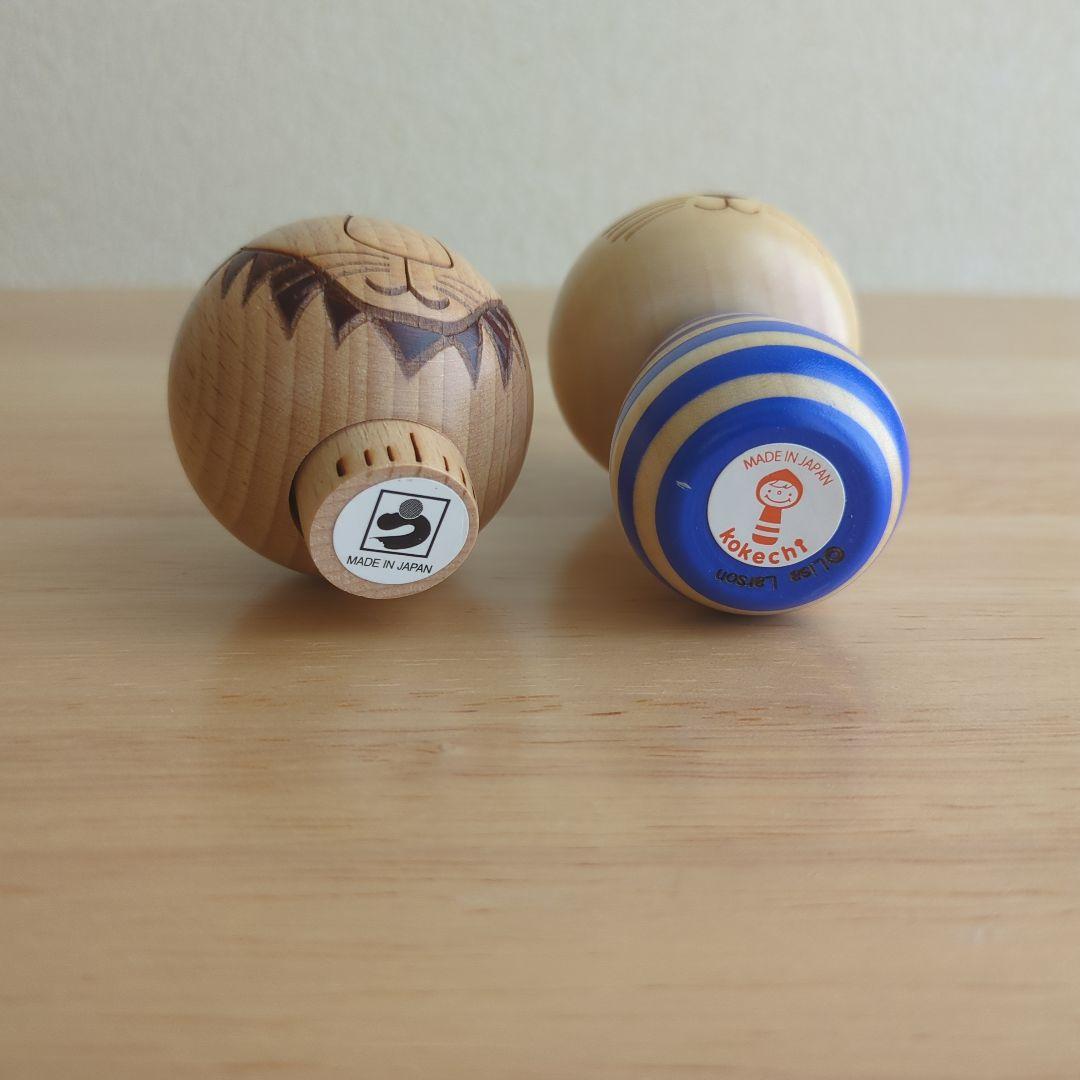 リサラーソン　猫とライオンのこけしセット（箱付き）