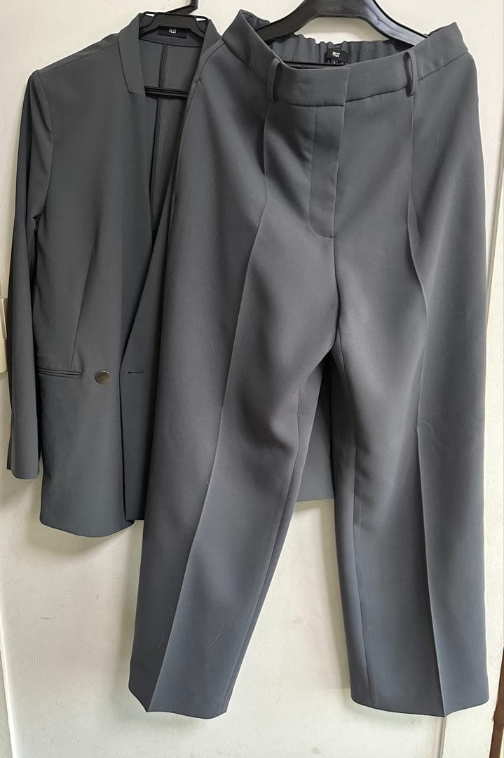 PLST ノーカラージャケット、ワイドパンツ上下2点セット