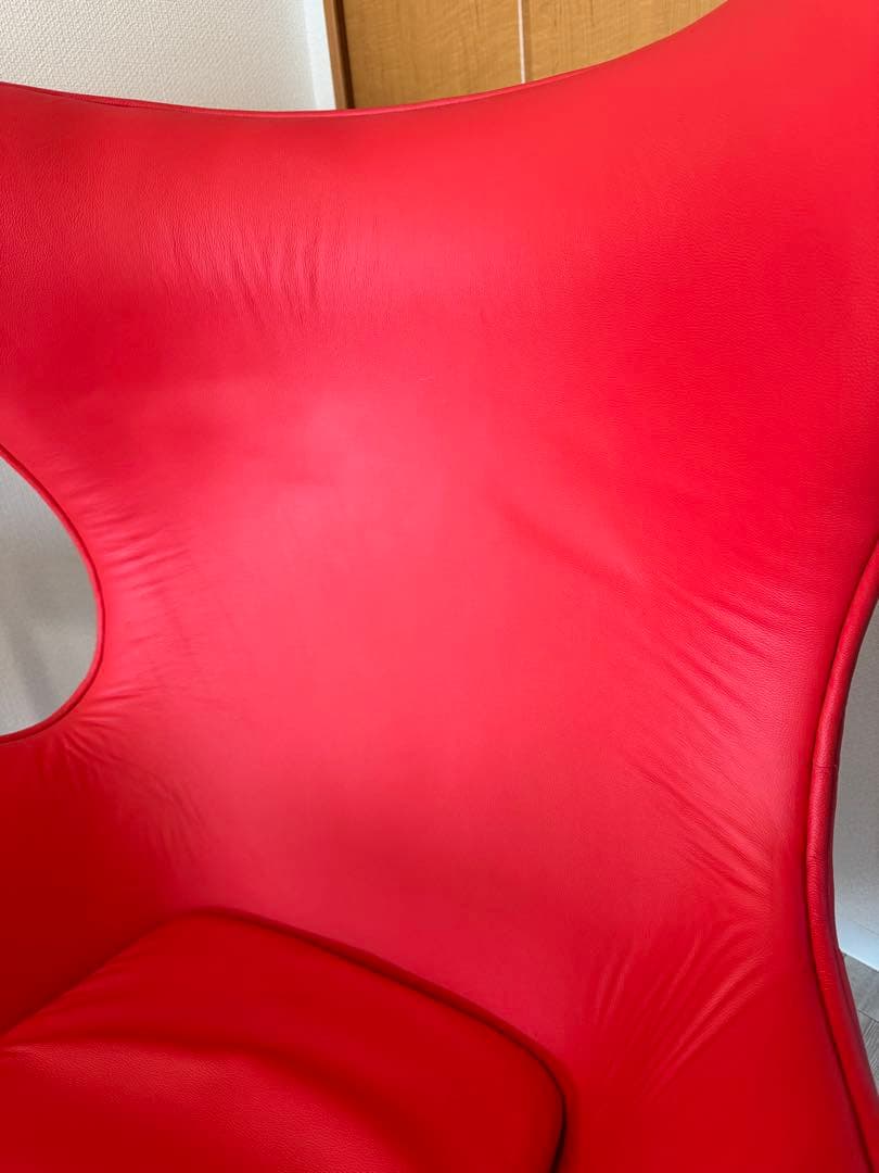エッグチェア 赤 レザー