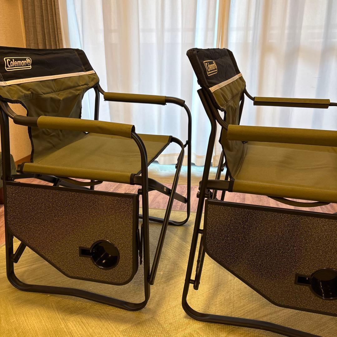 コールマン Coleman サイドテーブル付デッキチェア オリーブ 2脚セット