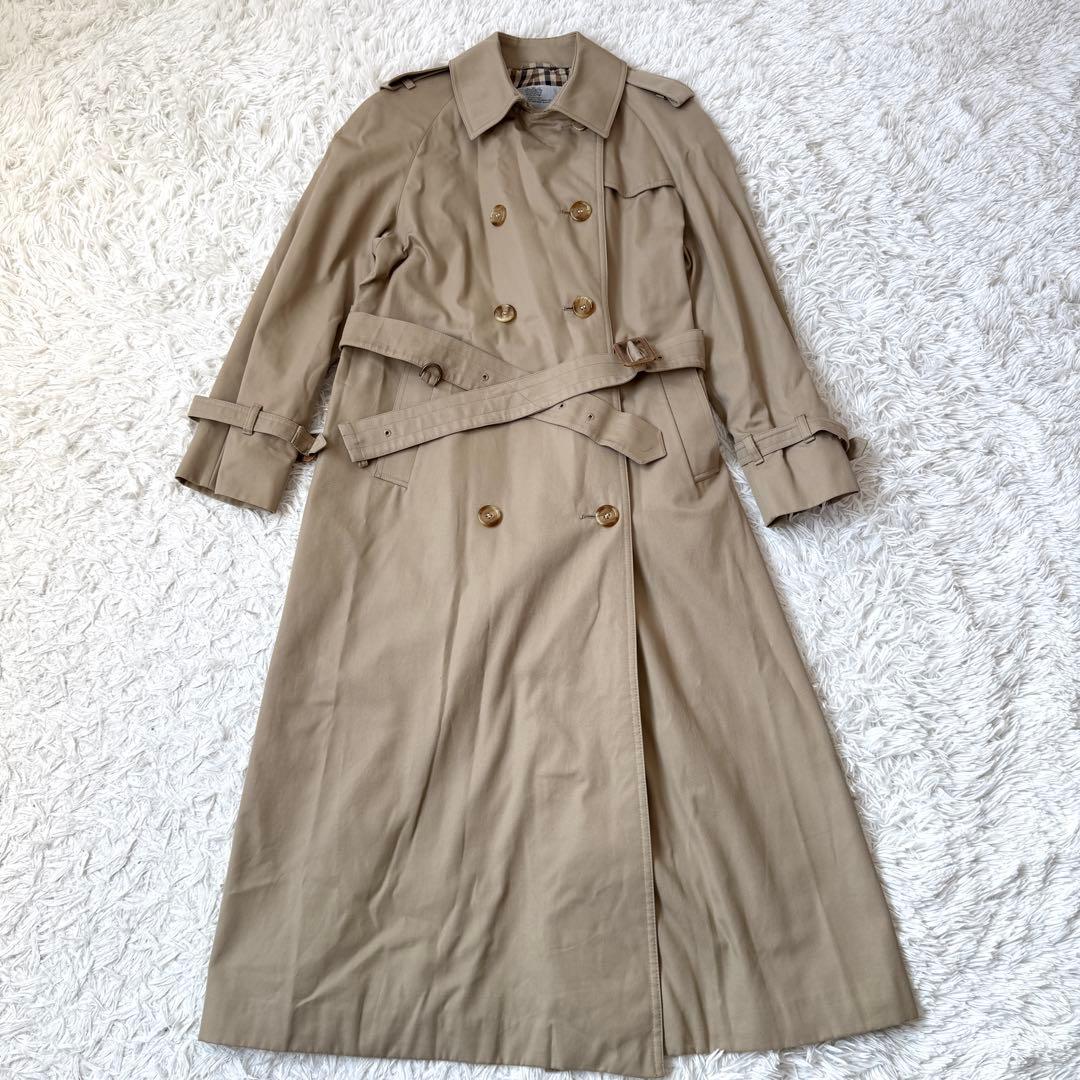 アクアスキュータム ダブル ロング丈 AQUA5トレンチコート 裏地チェック L