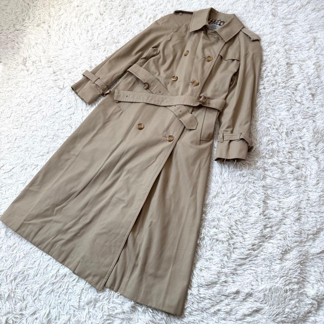 アクアスキュータム ダブル ロング丈 AQUA5トレンチコート 裏地チェック L