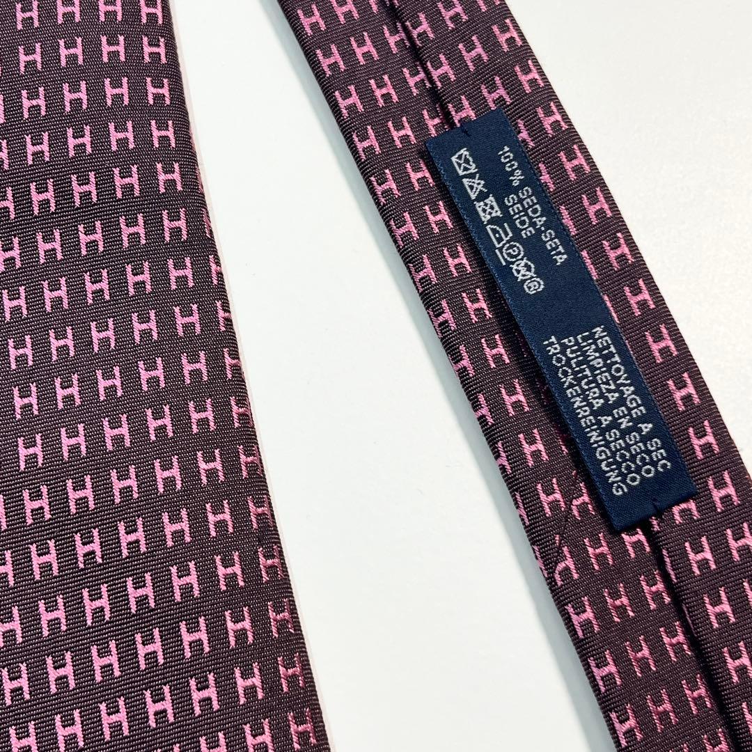 希少色✨美品✨HERMES エルメス　ネクタイ　ファソネH 総柄　高級シルク