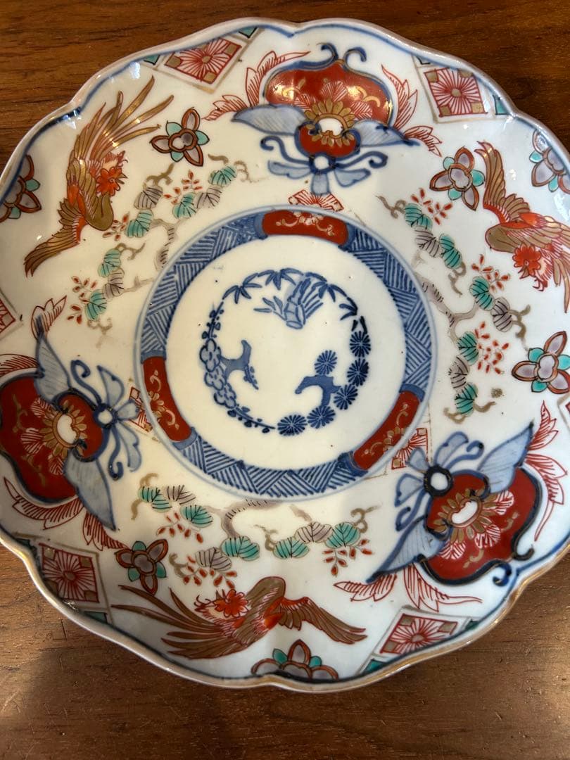 花鳥風月 波型皿 2枚セット　古伊万里