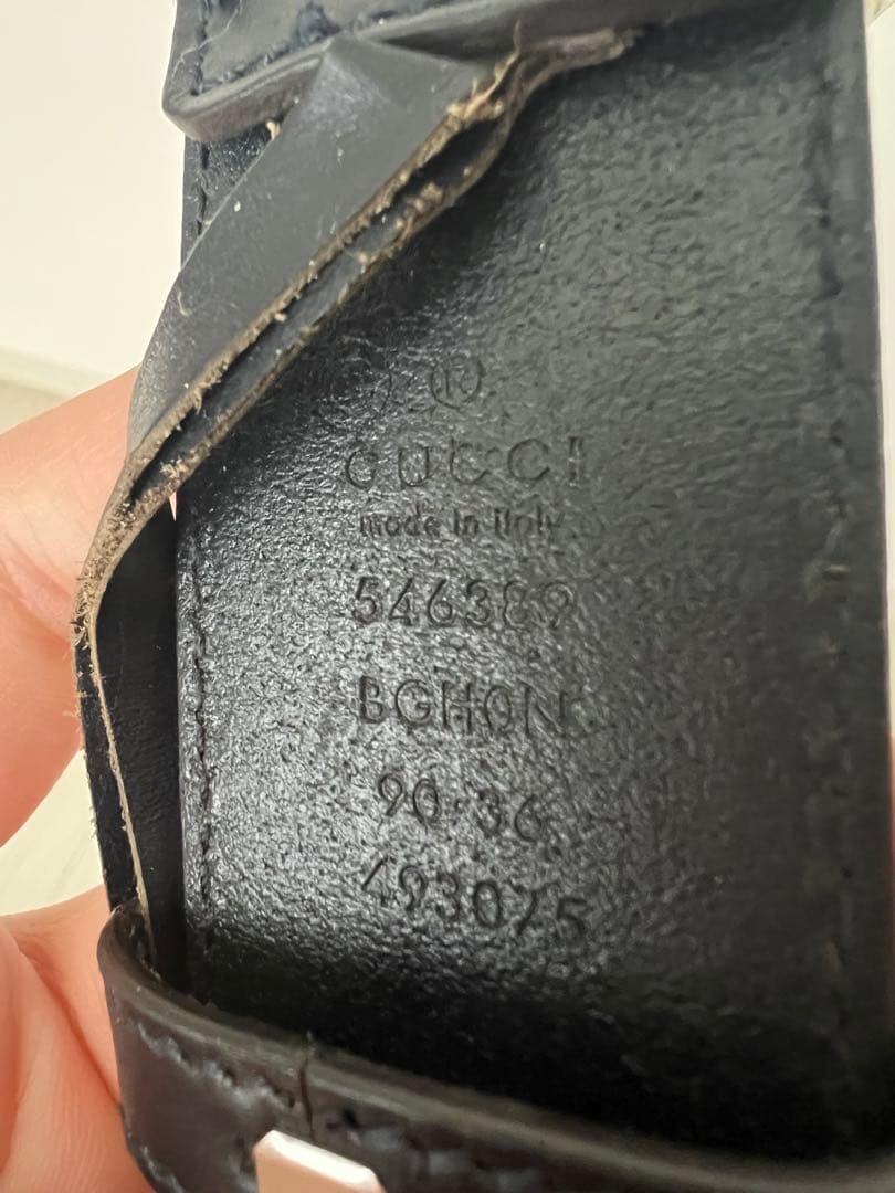 GUCCI ブラックレザー ベルト ダブルGロゴ564389