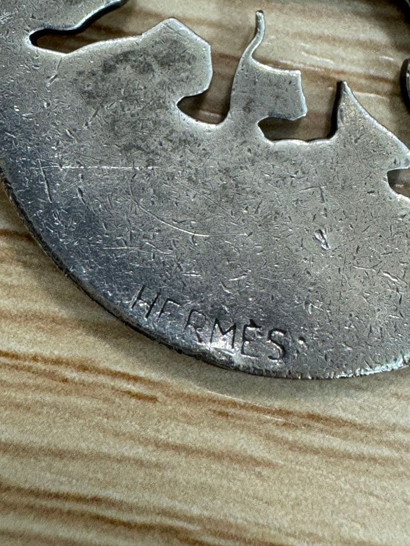 HERMES 925シルバー 猫シルエット キーホルダー