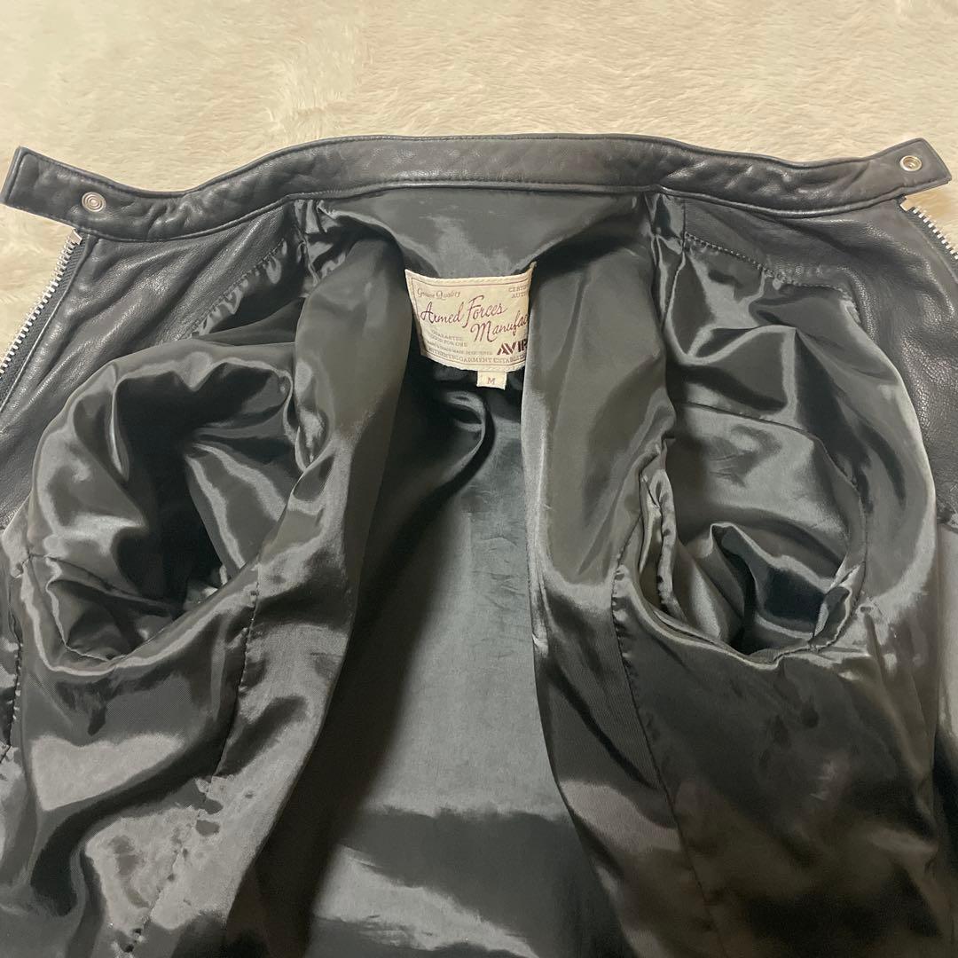 アヴィレックス ラムレザージャケット シングル M