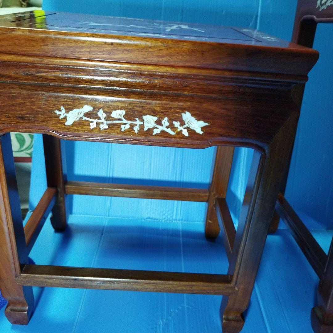 花台(2点セット)花梨 唐木 螺細