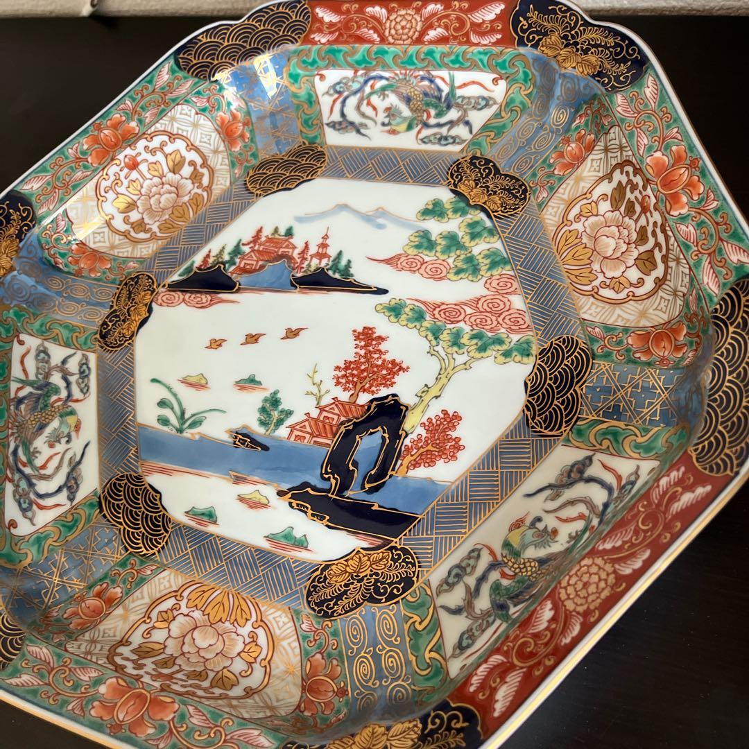 ⭐︎希少⭐︎ 有田焼　莘楽窯　錦色絵山水尺盛皿 31cm