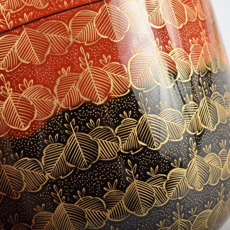 茶道具　輪島塗　前志芸男作　沈金桐紋様　棗　共布共箱　M　8632