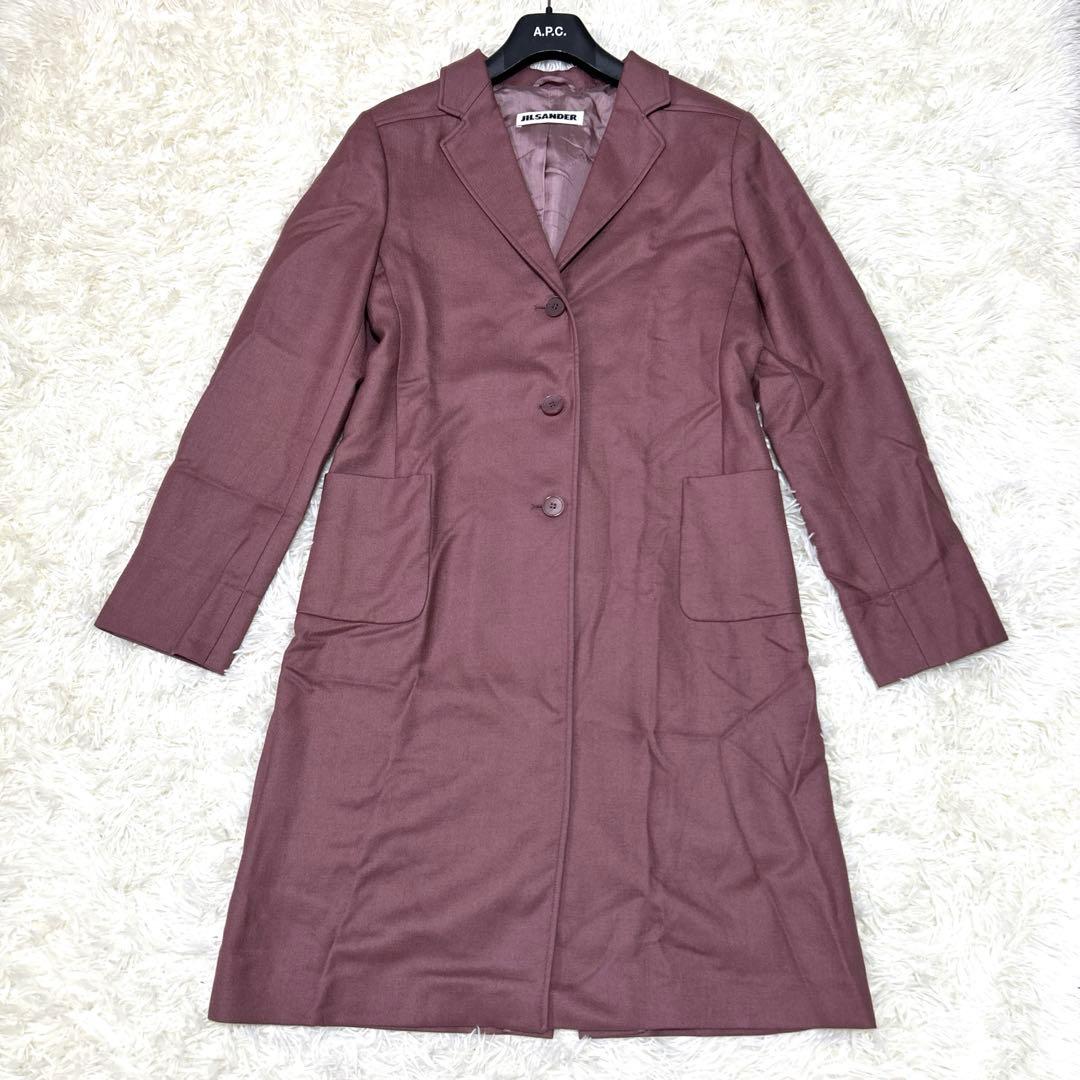 JIL SANDER ロングコート カシミヤ生地　シルク混　サイズ36 ピンク