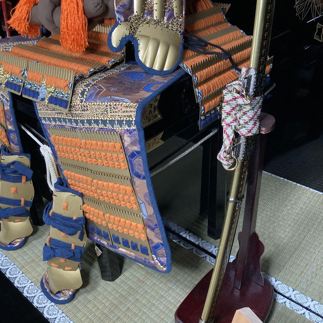 屏風、刀、弓矢のみ　稚児等身大鎧兜　五月人形　稚児鎧兜　着用鎧兜　景光作　3