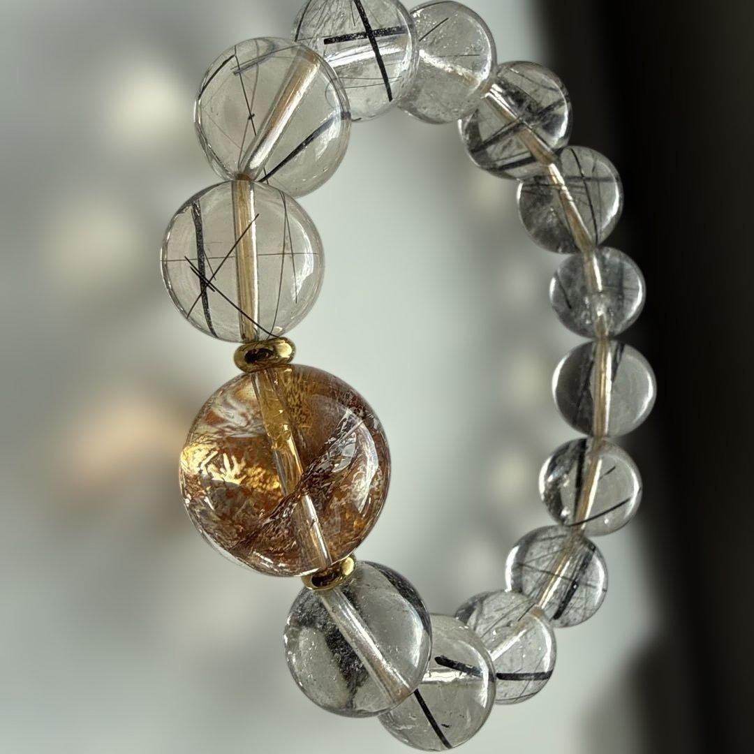 ブラックトルマリン ブラックルチル ブレスレット 天然石