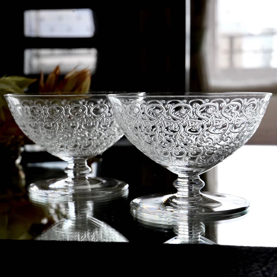 ★希少 オールドバカラ シャトーブリアン シャンパンクープ グラス ペア 極美品