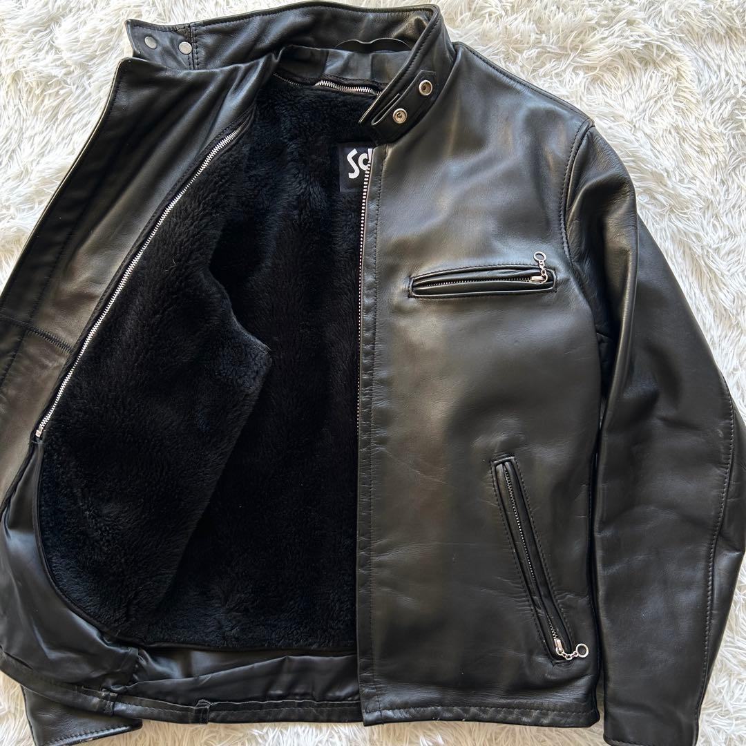 【極美品】ショット　シングル　ライダースジャケット　641 ブラック　M相当