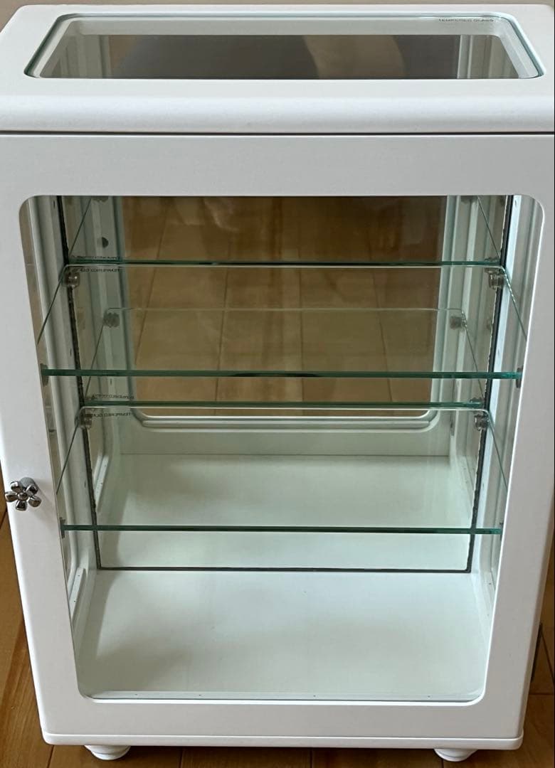 コレクションケース　ガラスケース　木製　ホワイト　ガラス戸棚　ミラー　フラワー