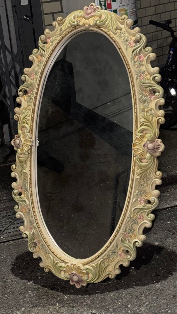 最終値下げ　ロココ調ミラー　大型　楕円形壁掛け鏡