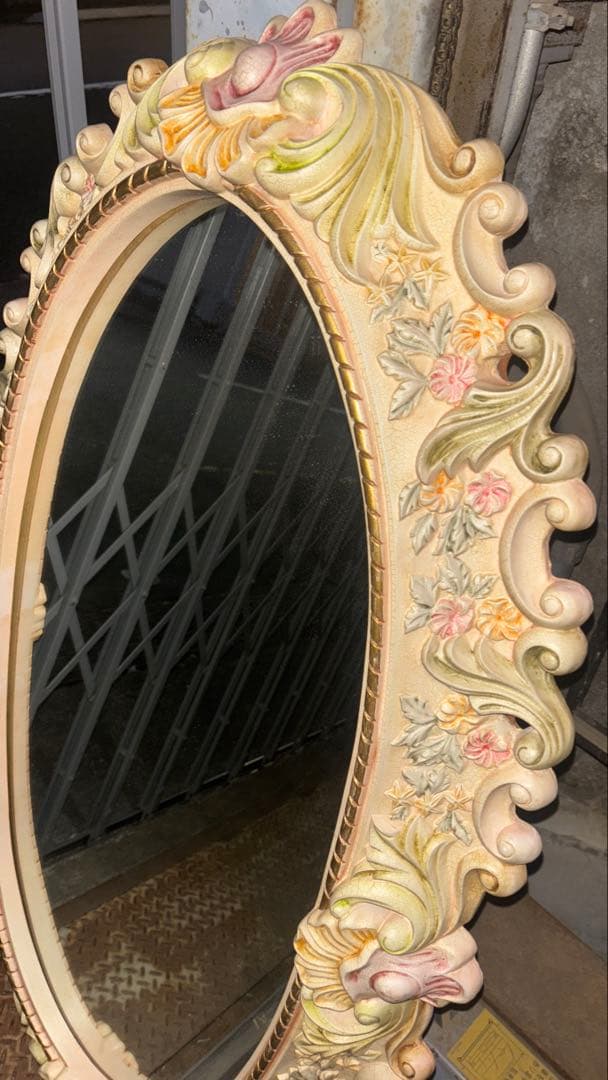 最終値下げ　ロココ調ミラー　大型　楕円形壁掛け鏡