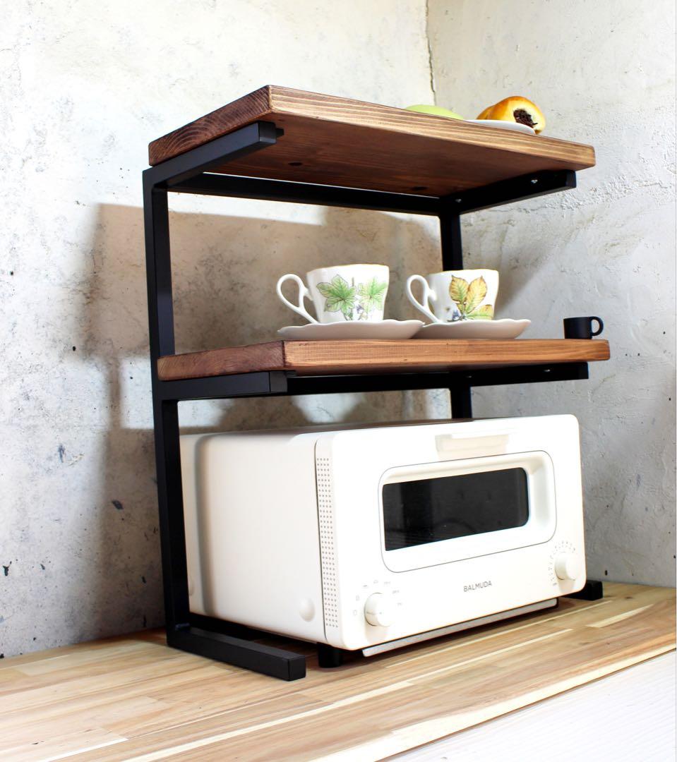 アイアン2段トースターラック、角パイプ仕様