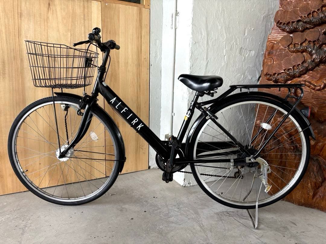 ALFIRK（アルフィルク） シティサイクル ブラック 27インチ カゴ荷台付き